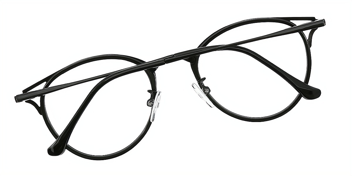 Black Cat Eye Chic Mixed Materials Eyeglasses