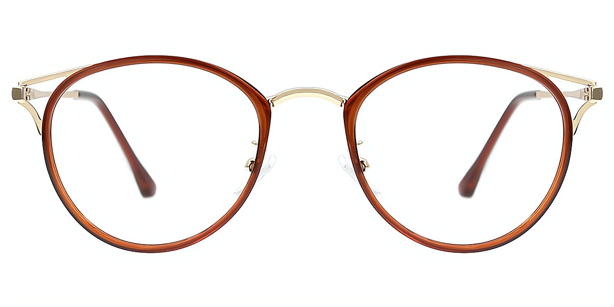 Brown Cat Eye Chic Mixed Materials Eyeglasses