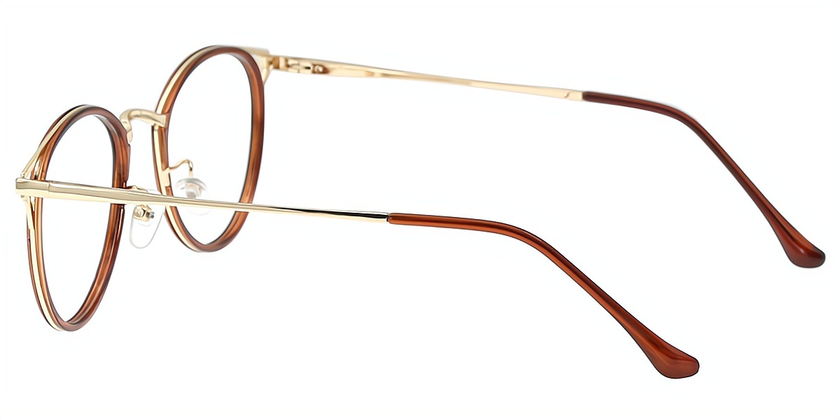 Brown Cat Eye Chic Mixed Materials Eyeglasses