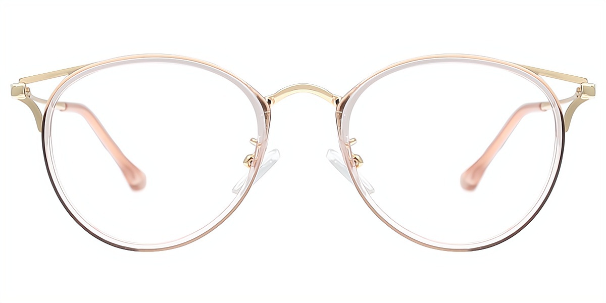 Light Pink Cat Eye Chic Mixed Materials Eyeglasses