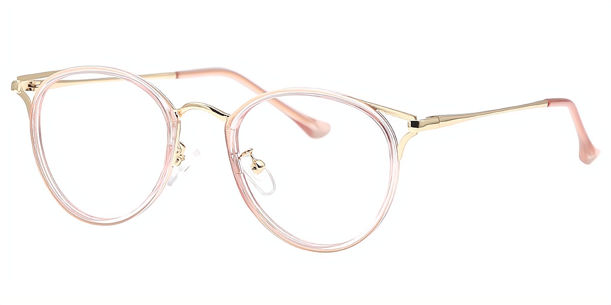 Light Pink Cat Eye Chic Mixed Materials Eyeglasses