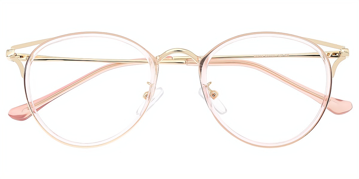 Light Pink Cat Eye Chic Mixed Materials Eyeglasses