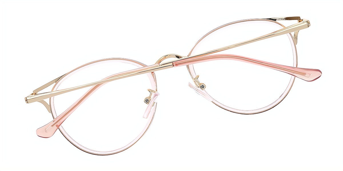 Light Pink Cat Eye Chic Mixed Materials Eyeglasses