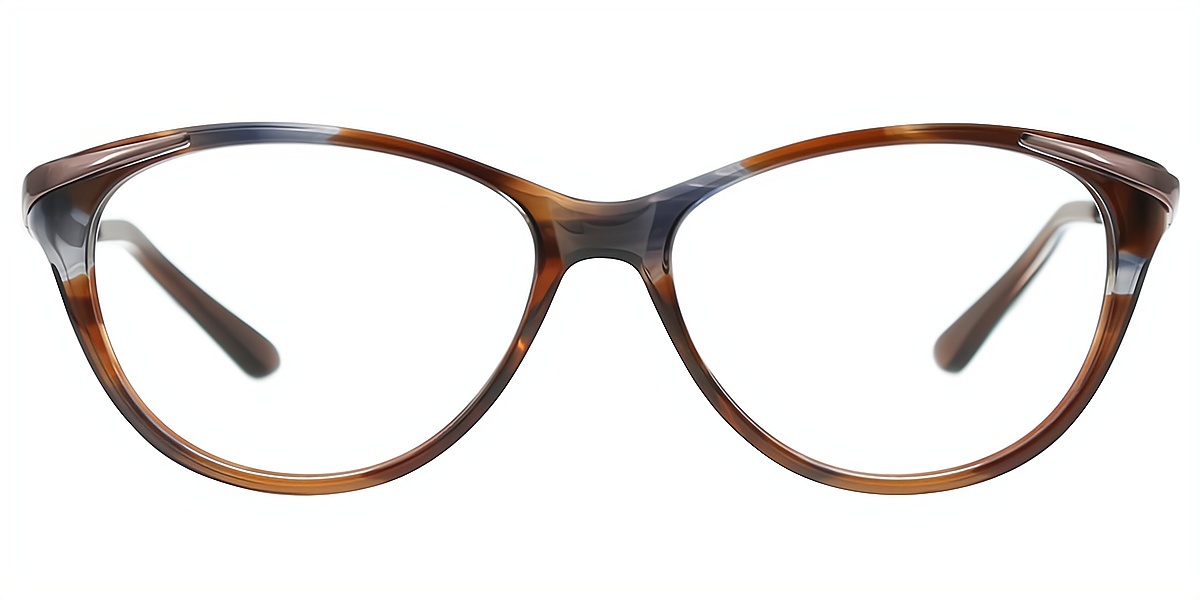 Brown Cat Eye Elaborate Mixed Materials Eyeglasses