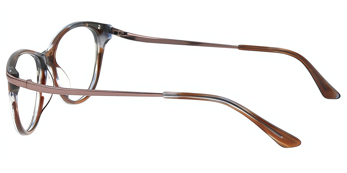 Brown Cat Eye Elaborate Mixed Materials Eyeglasses