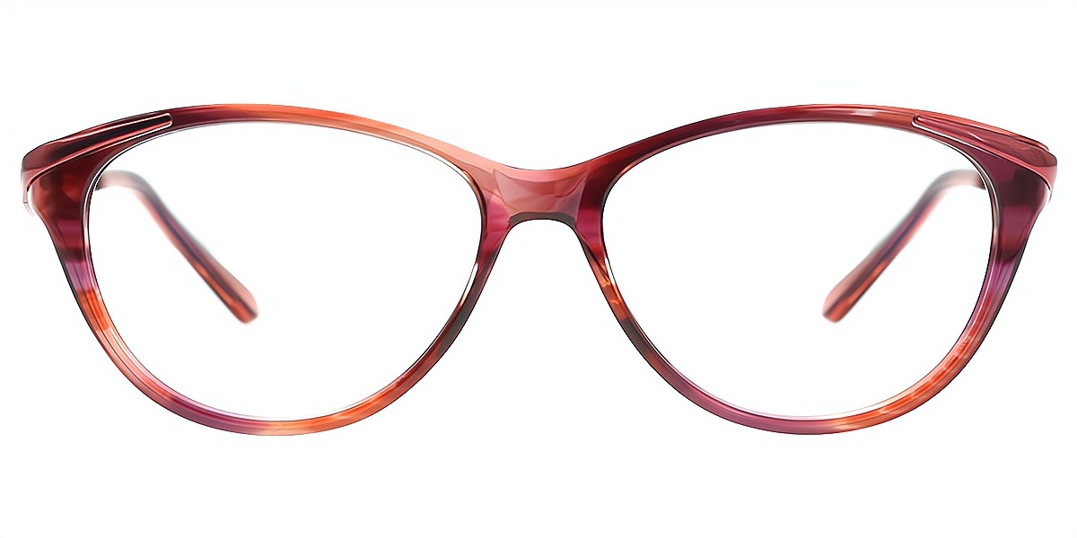 Red Cat Eye Elaborate Mixed Materials Eyeglasses