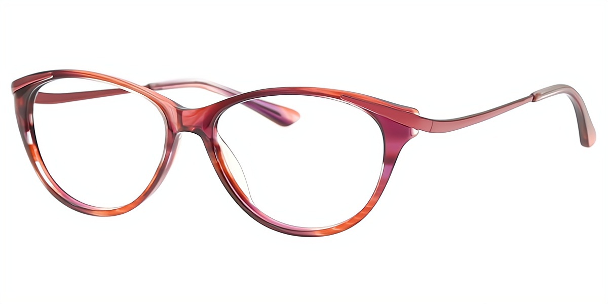 Red Cat Eye Elaborate Mixed Materials Eyeglasses