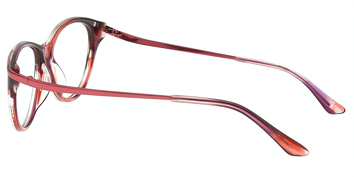 Red Cat Eye Elaborate Mixed Materials Eyeglasses