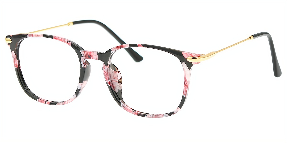 Floral Rectangle Fancy Horn TR90 Eyeglasses