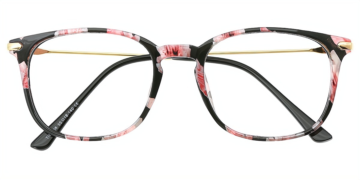 Floral Rectangle Fancy Horn TR90 Eyeglasses