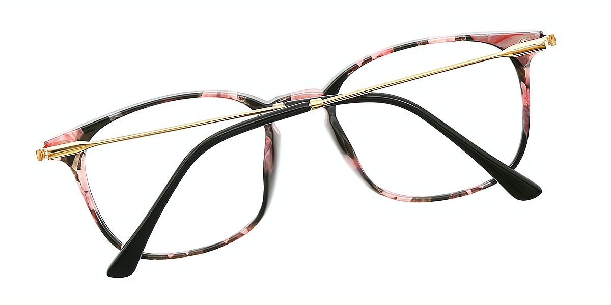 Floral Rectangle Fancy Horn TR90 Eyeglasses