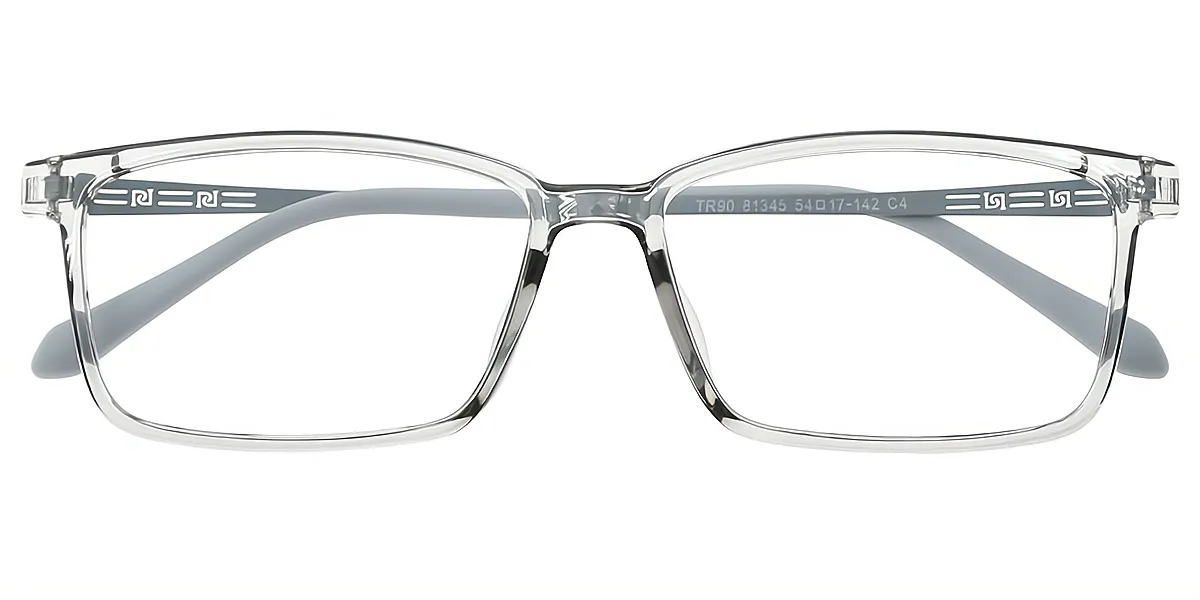 Gray Rectangle Simple Lightweight TR90 Eyeglasses