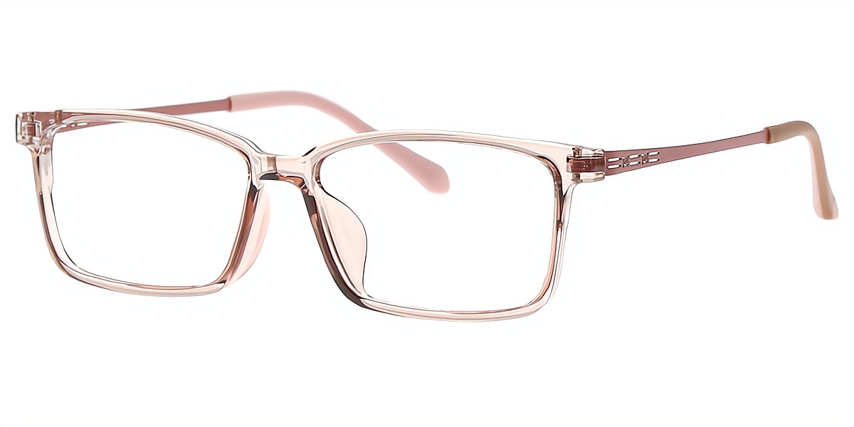 Light Pink Rectangle Simple Lightweight TR90 Eyeglasses