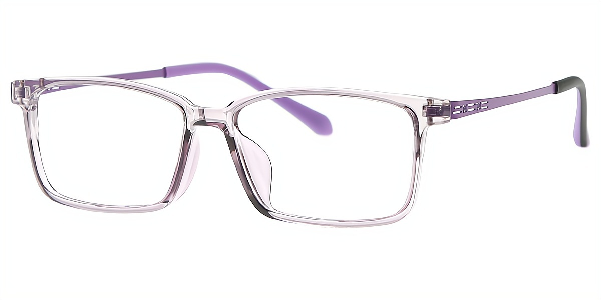 Light Purple Rectangle Simple Lightweight TR90 Eyeglasses