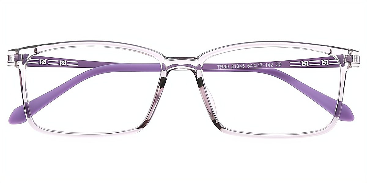 Light Purple Rectangle Simple Lightweight TR90 Eyeglasses