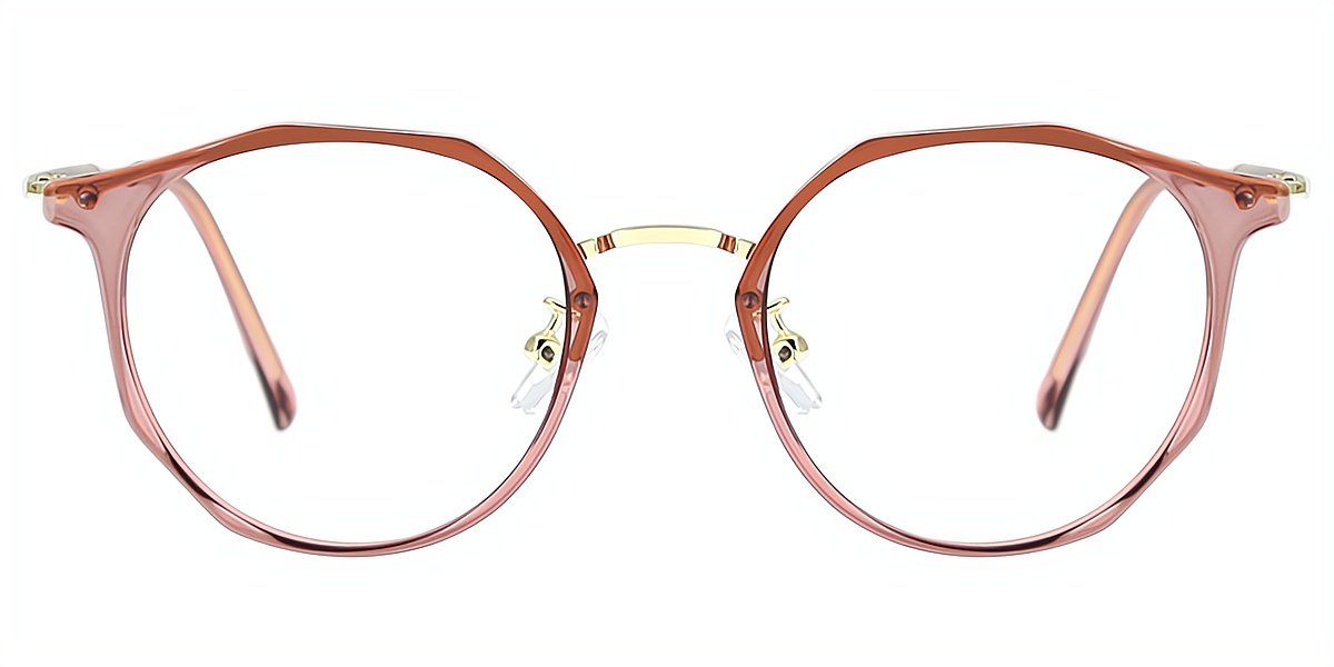 Brown Oval Elegant Mixed Materials Eyeglasses