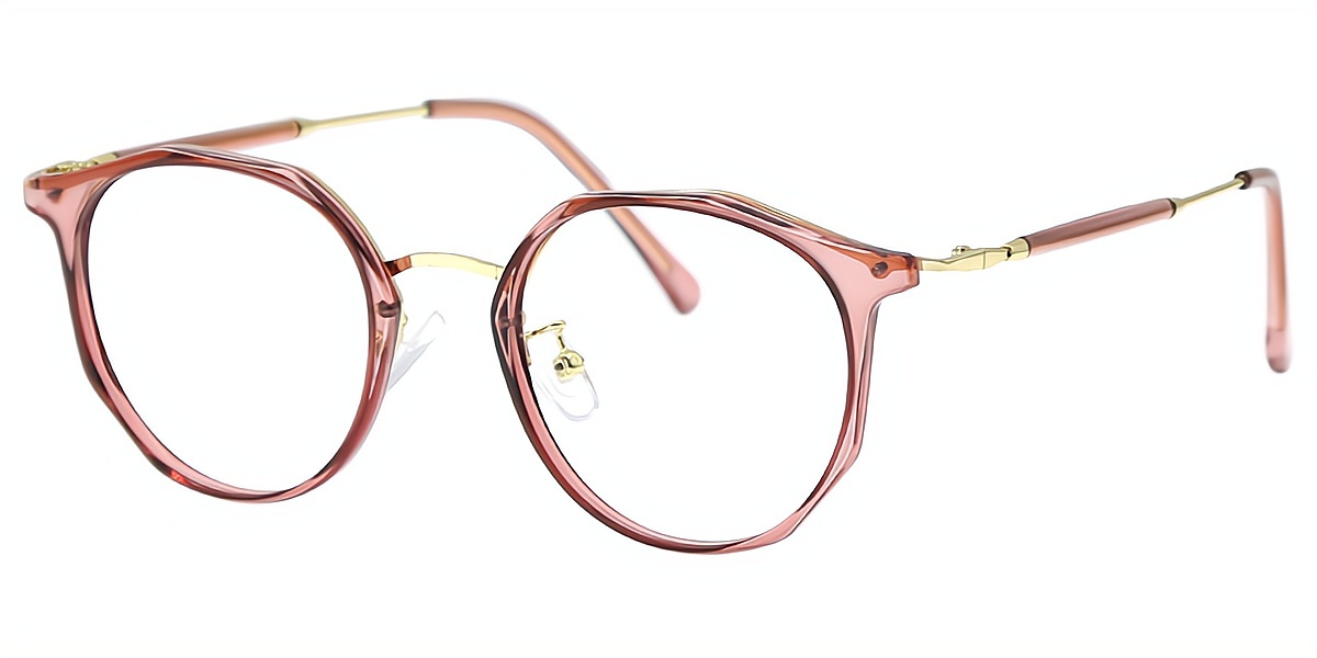 Brown Oval Elegant Mixed Materials Eyeglasses