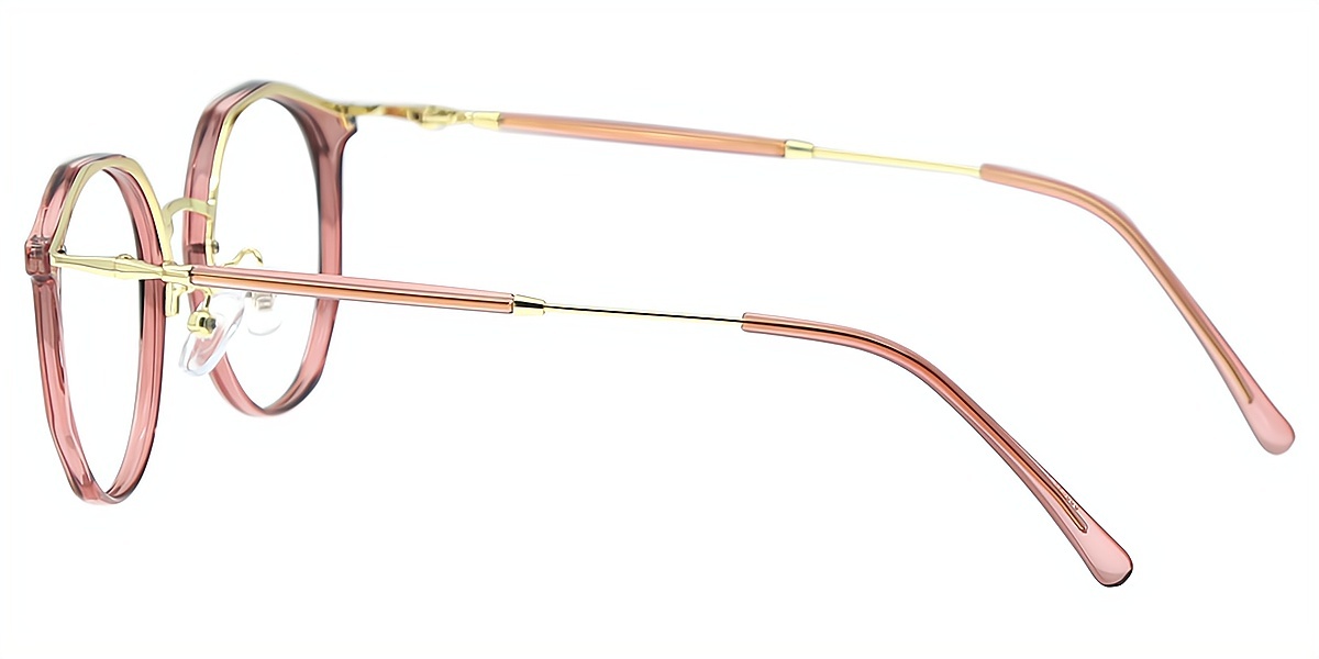 Brown Oval Elegant Mixed Materials Eyeglasses