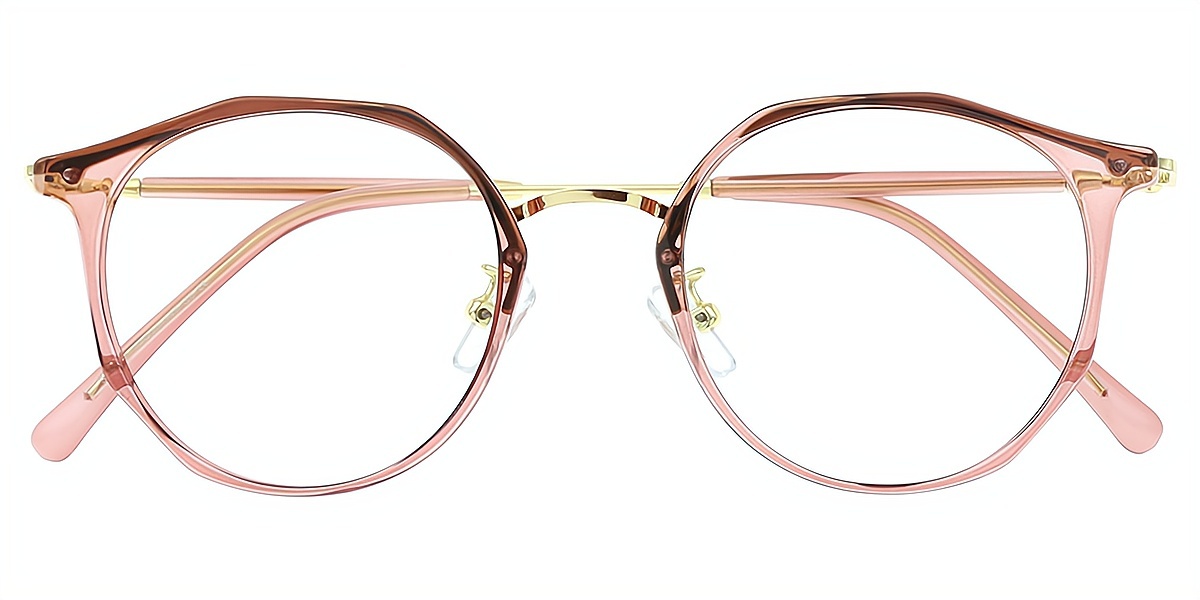 Brown Oval Elegant Mixed Materials Eyeglasses