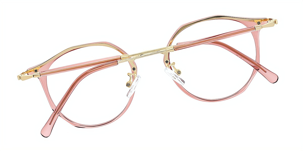 Brown Oval Elegant Mixed Materials Eyeglasses