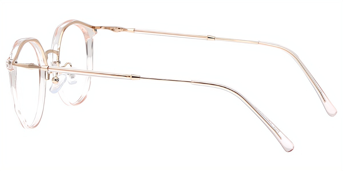 Light Pink Oval Elegant Mixed Materials Eyeglasses