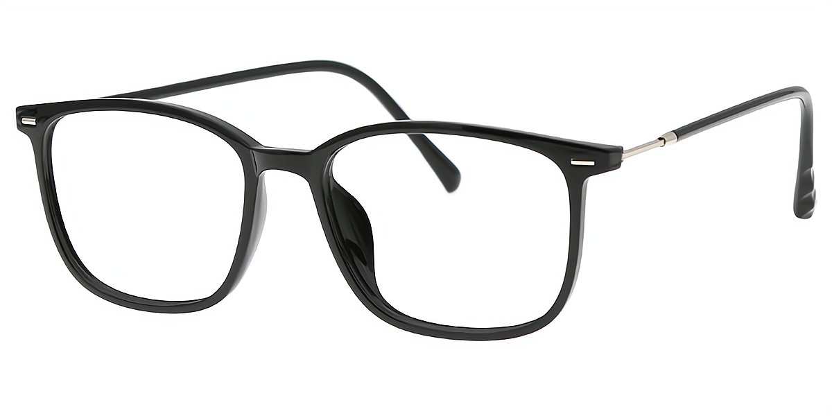 Black Rectangle Simple Horn TR90 Eyeglasses