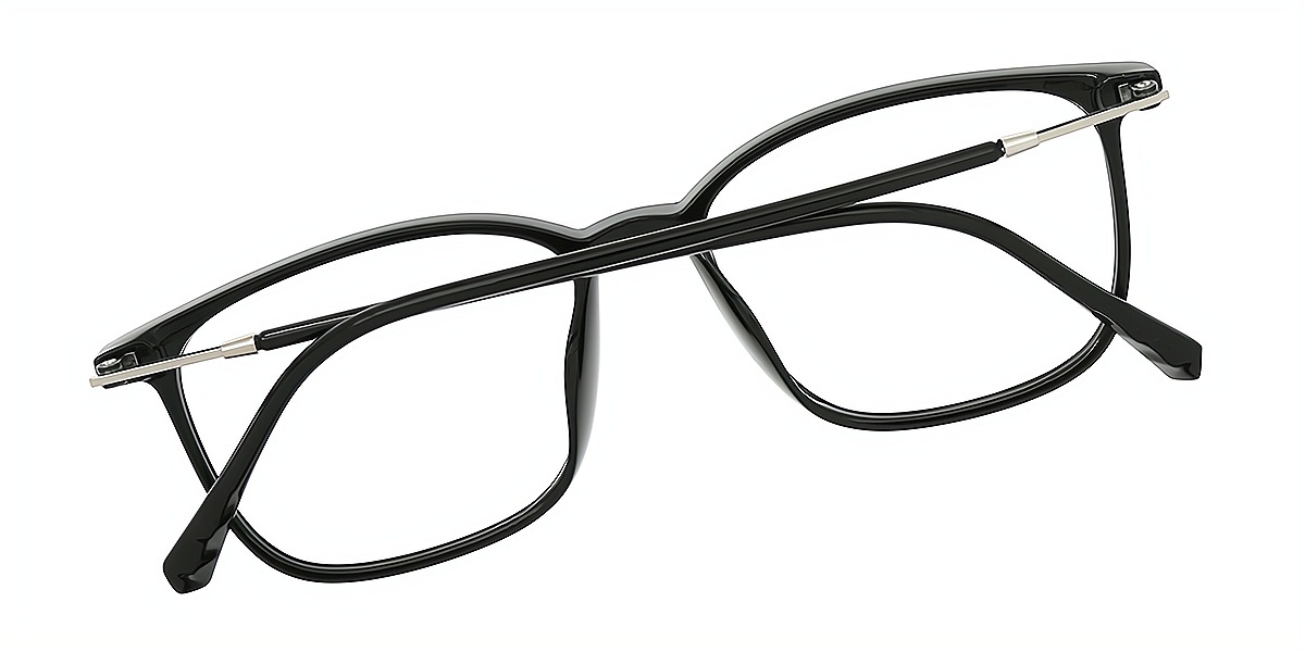 Black Rectangle Simple Horn TR90 Eyeglasses