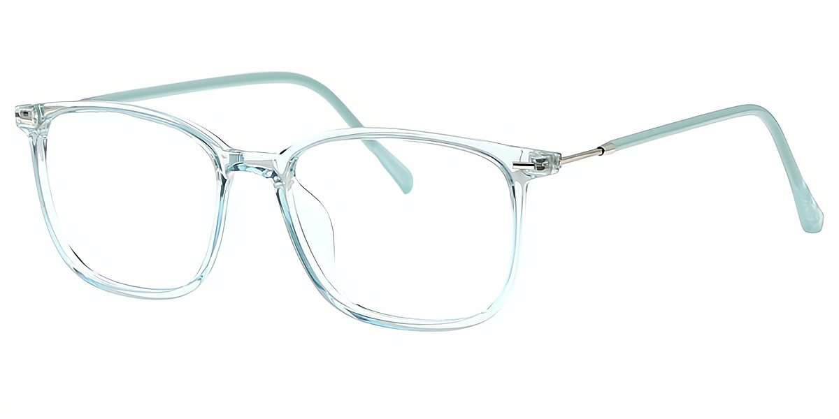 Light Blue Rectangle Simple Horn TR90 Eyeglasses