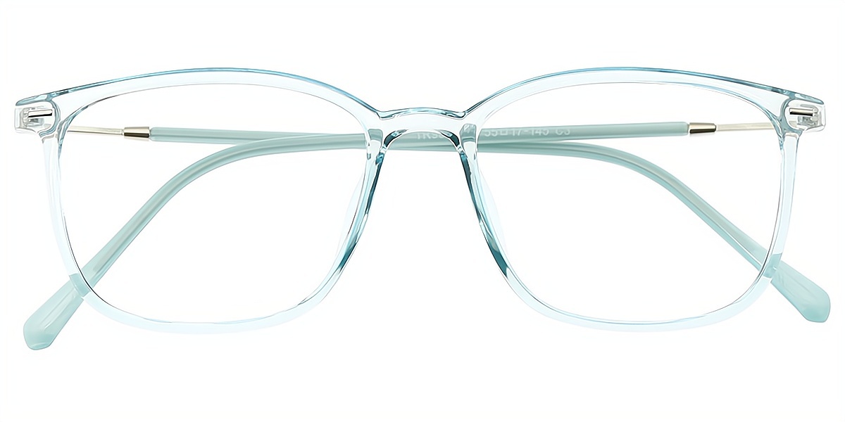 Light Blue Rectangle Simple Horn TR90 Eyeglasses