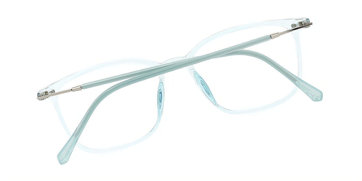 Light Blue Rectangle Simple Horn TR90 Eyeglasses