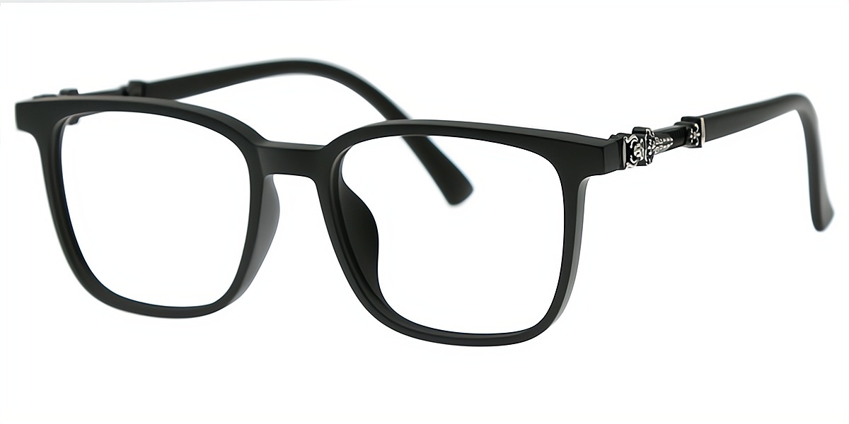 Black Rectangle Exquisite Horn TR90 Eyeglasses