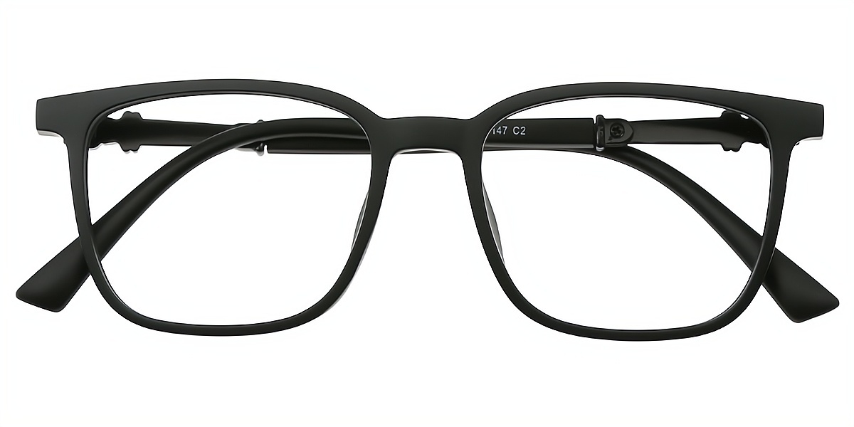 Black Rectangle Exquisite Horn TR90 Eyeglasses