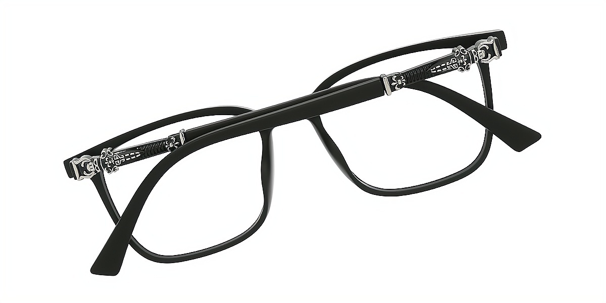 Black Rectangle Exquisite Horn TR90 Eyeglasses