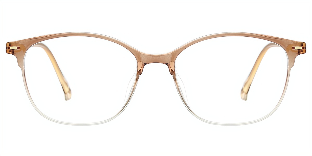 Brown Rectangle Elaborate Horn TR90 Eyeglasses