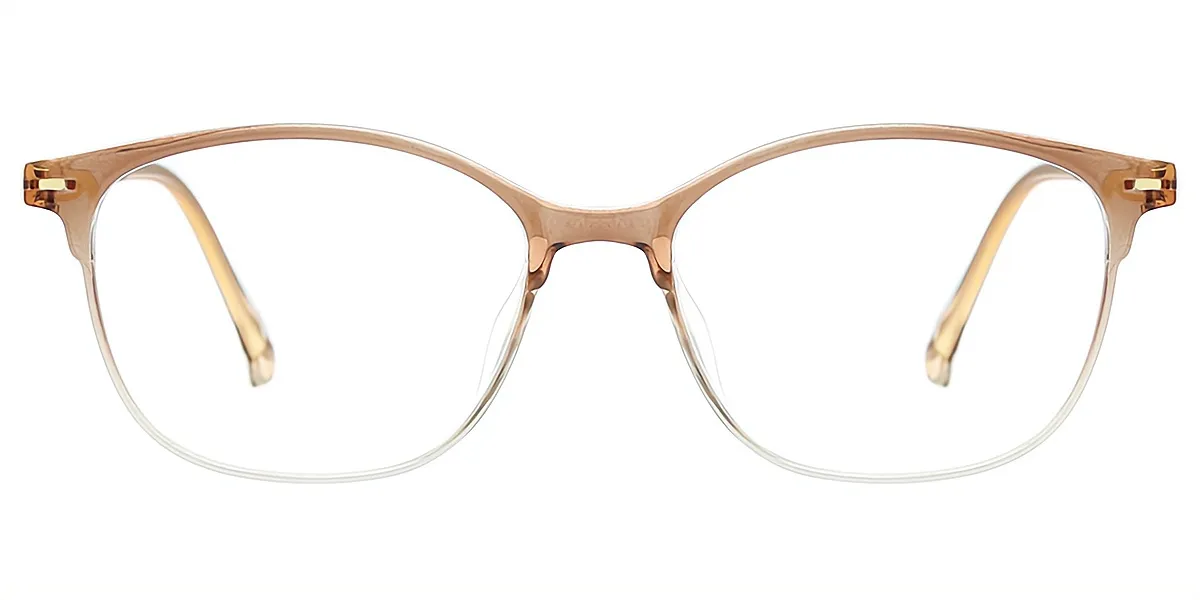 Brown Rectangle Elaborate Horn TR90 Eyeglasses