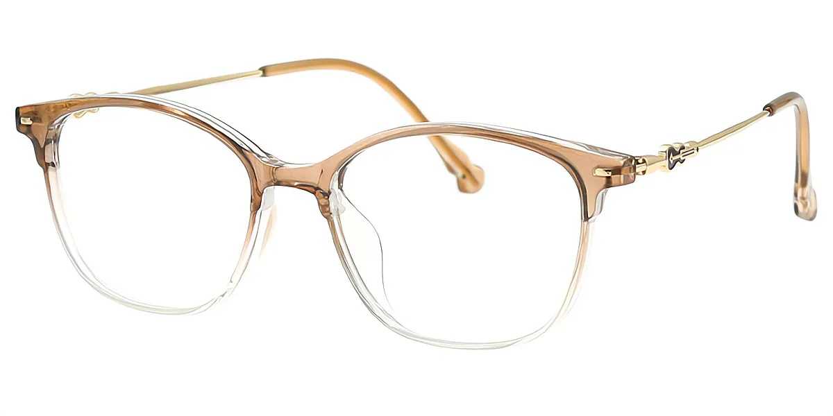 Brown Rectangle Elaborate Horn TR90 Eyeglasses