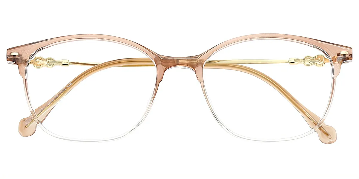 Brown Rectangle Elaborate Horn TR90 Eyeglasses