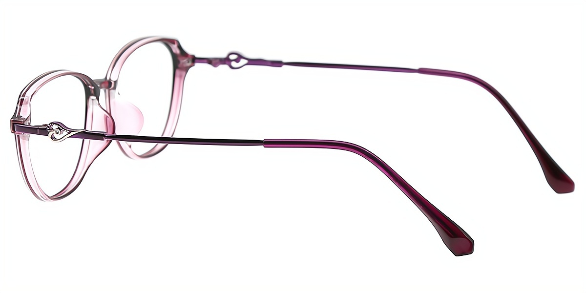 Purple Oval Elaborate Horn Mixed Materials Eyeglasses