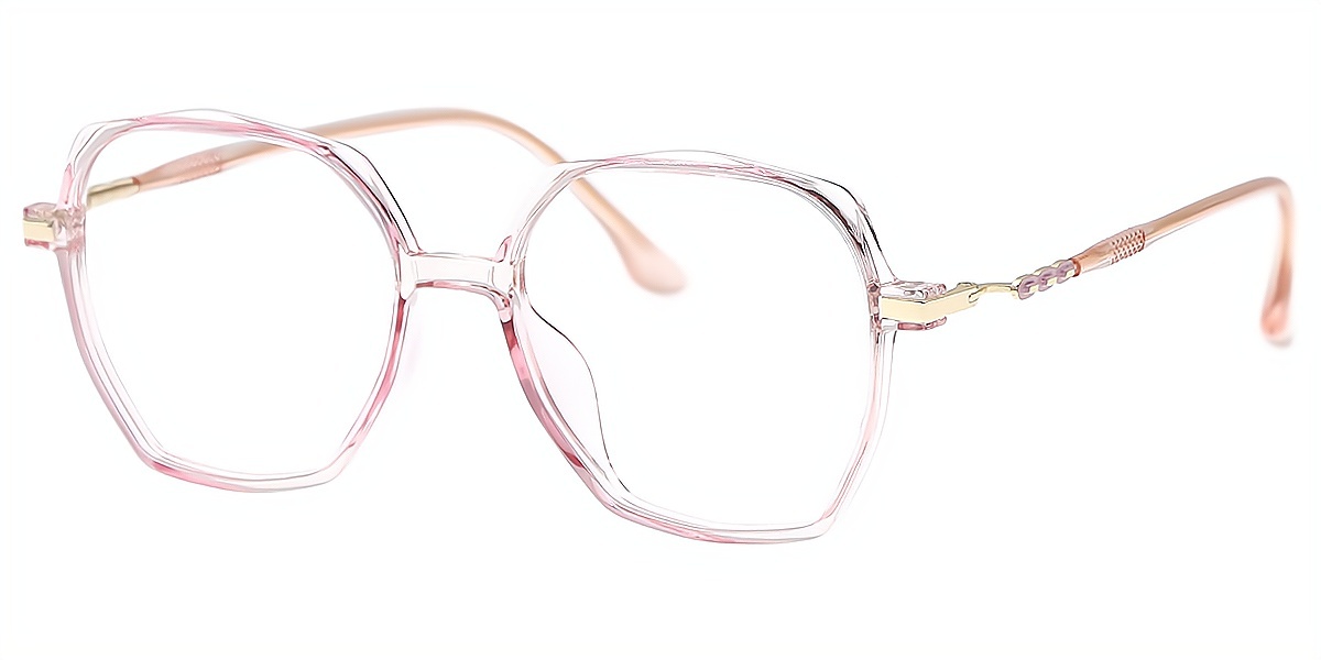 Light Pink Square Detailed Oversized TR90 Eyeglasses