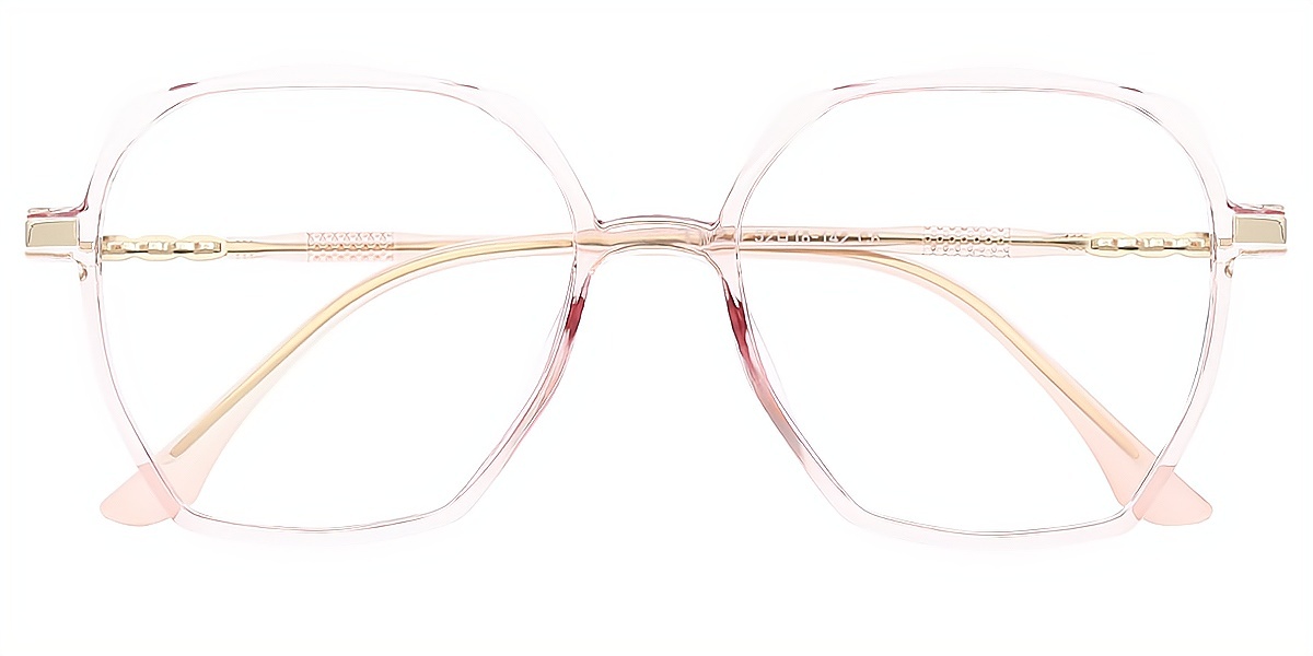 Light Pink Square Detailed Oversized TR90 Eyeglasses