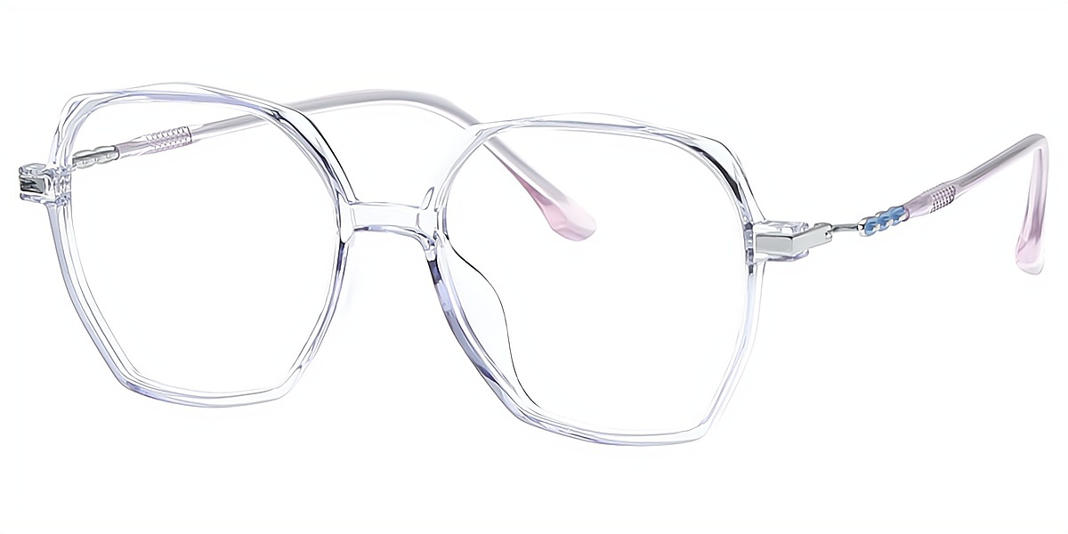 Light Purple Square Detailed Oversized TR90 Eyeglasses