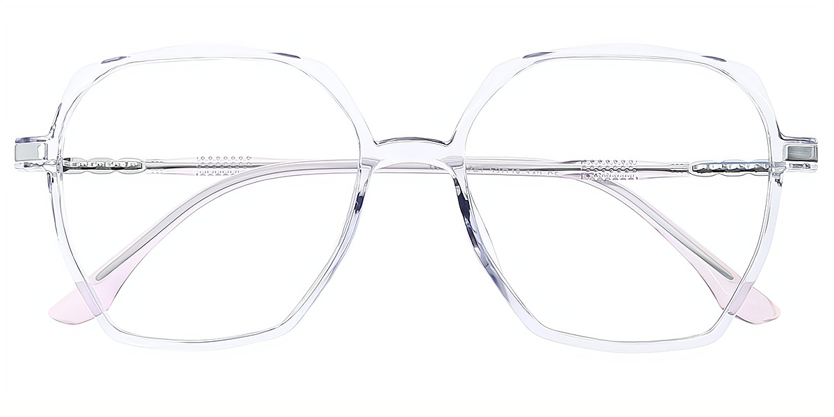 Light Purple Square Detailed Oversized TR90 Eyeglasses