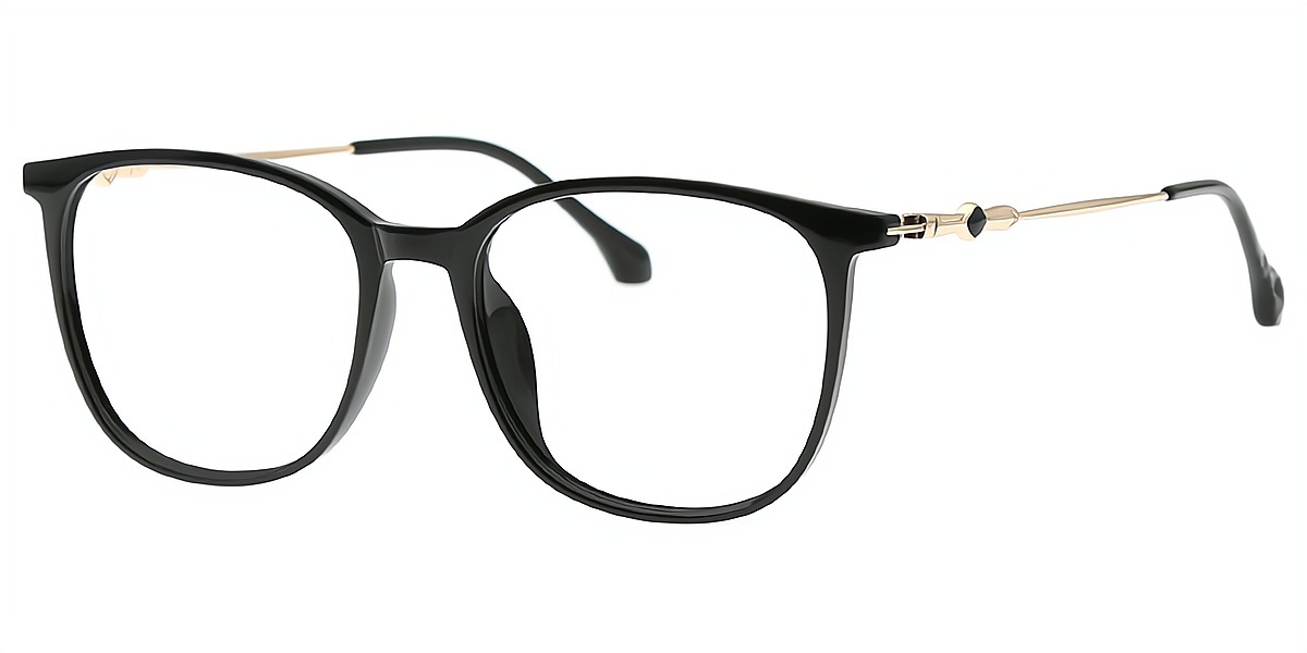 Black Square Detailed TR90 Eyeglasses