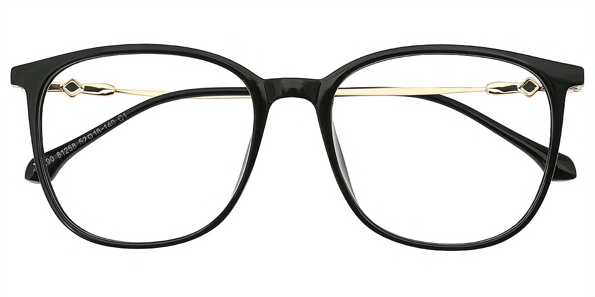 Black Square Detailed TR90 Eyeglasses