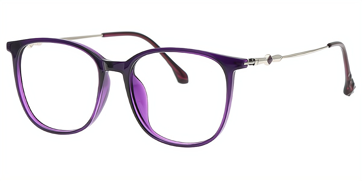 Purple Square Detailed TR90 Eyeglasses