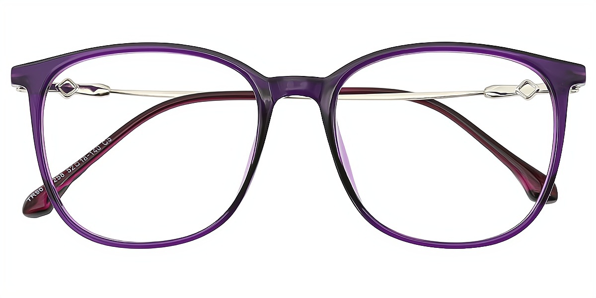 Purple Square Detailed TR90 Eyeglasses