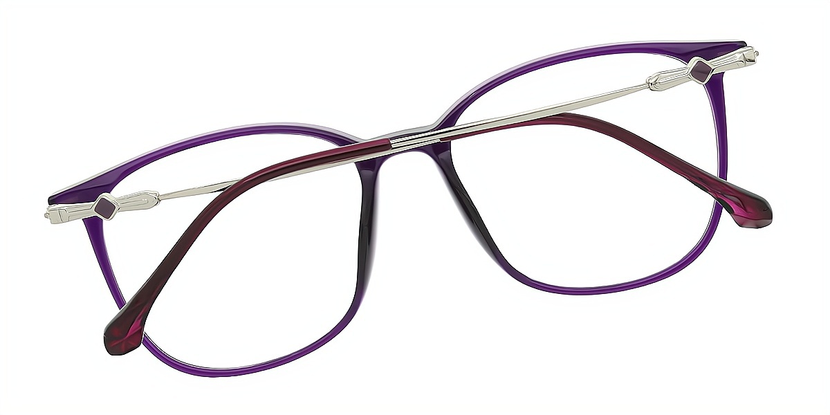 Purple Square Detailed TR90 Eyeglasses