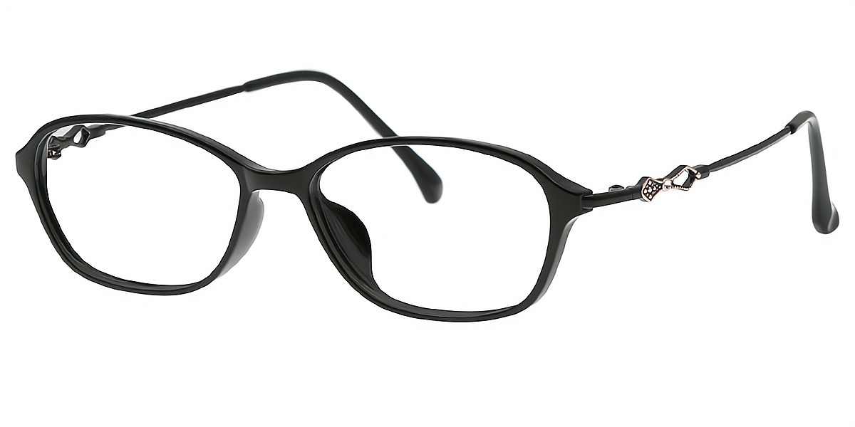 Black Oval Exquisite Lightweight Mixed Materials Eyeglasses