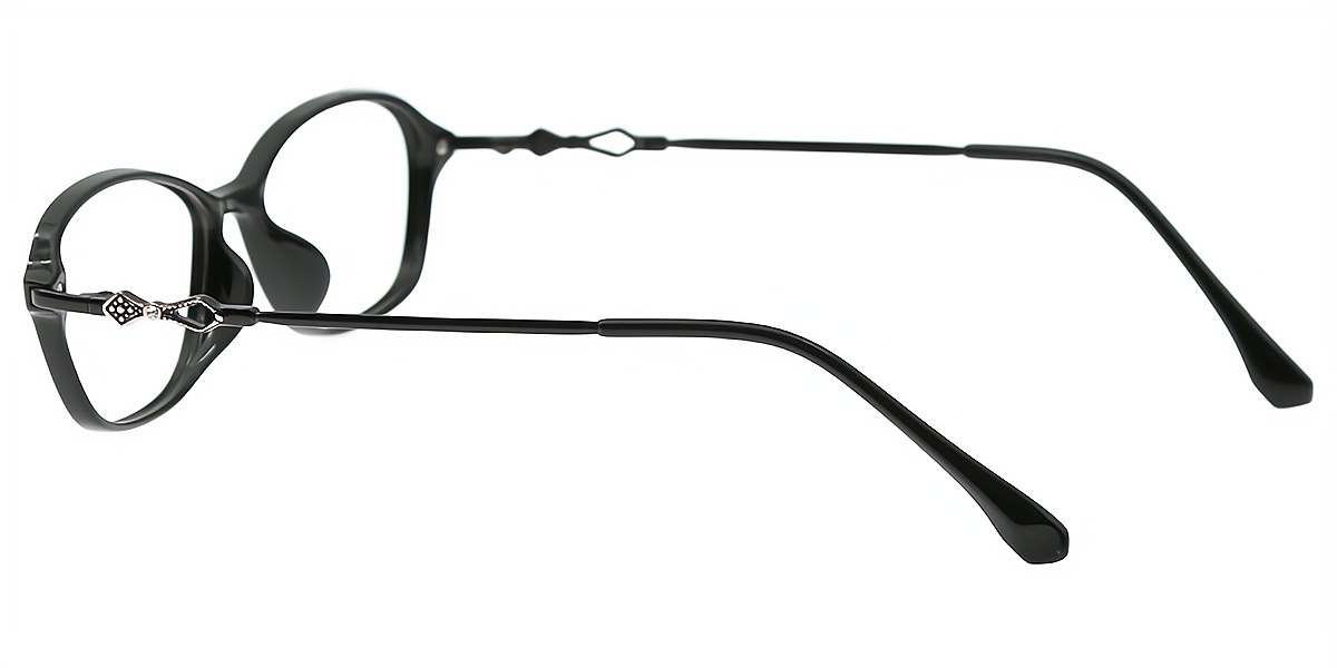 Black Oval Exquisite Lightweight Mixed Materials Eyeglasses