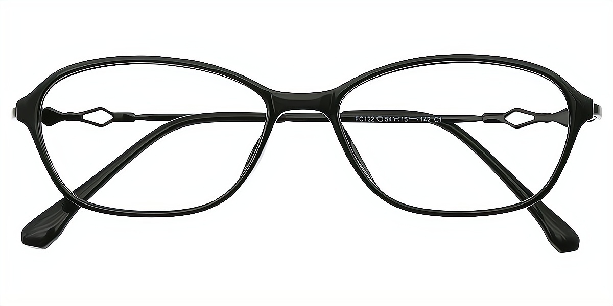 Black Oval Exquisite Lightweight Mixed Materials Eyeglasses